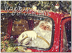 Select a verse, create your own custom verse, or order blank.  Vintage Santa Holiday Card D9202U-A